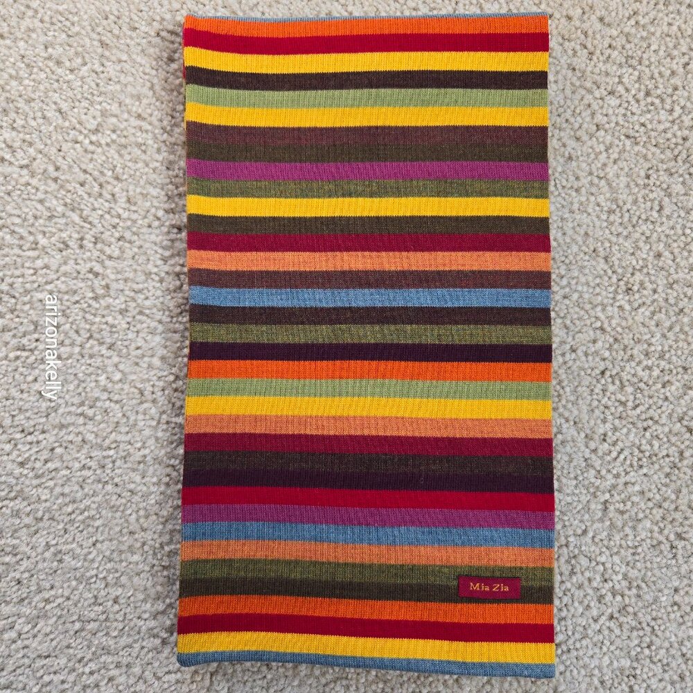 NWOT Mia Zia Merino Knit Stripe Scarf Belguim - Picture 4 of 11